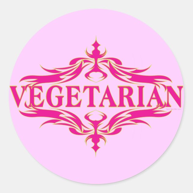 Sticker Rond Fancy in Rose - Vegetarin (Devant)