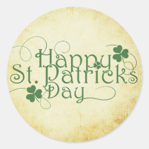 Sticker Rond Fancy Typographie Joyeux Saint Patrick's Day