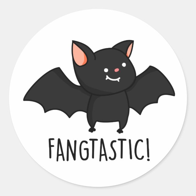 Sticker Rond Fangtastic Funny Halloween Pun (Devant)