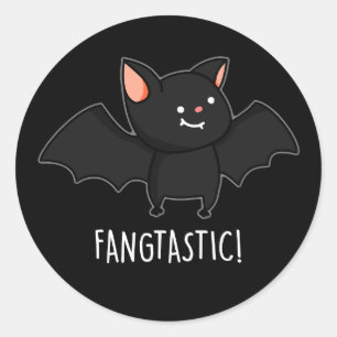 Sticker Rond Fangtastique Pun Halloween drôle Fond sombre