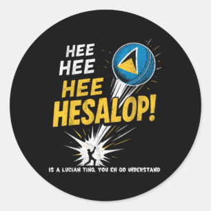 Sticker Rond Fans de cricket drôles Hesalop Drapeau Saint-Lucie