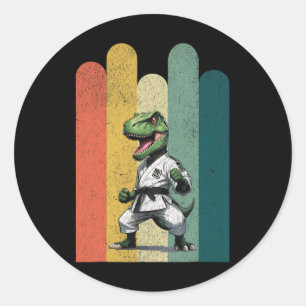 Sticker Rond Fans de dinosaures Karaté fierté courage force bra