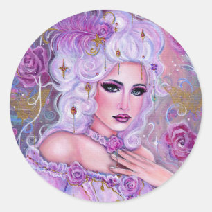 Sticker Rond Fantaisie d'art rococo de la Saint-Valentin par Re