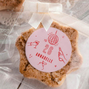 Sticker Rond fantaisie dessinée à la main à la fête des boisson