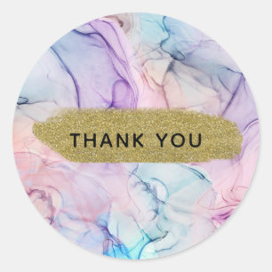 Sticker Rond Fantaisie Glam Aquarelle Pastel Éthérée et Délicat