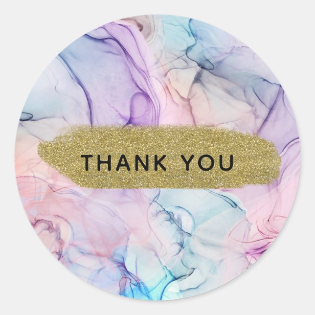 Sticker Rond Fantaisie Glam Aquarelle Pastel Éthérée et Délicat (Devant)