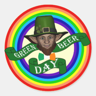 Sticker Rond Fantaisie leprechaun St Patrick's day