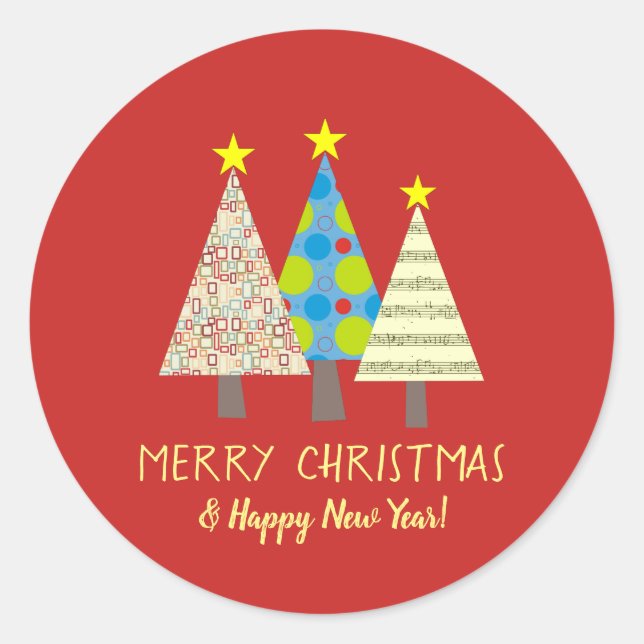 Sticker Rond Fantaisiste Rouge Joyeux Noël (Devant)