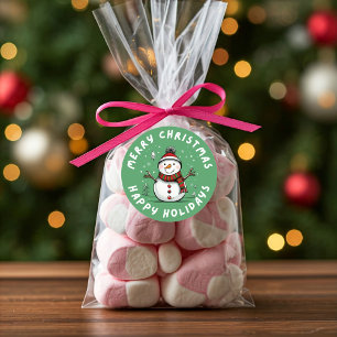 Sticker Rond Fantastique Et Joueur Noël Snowman