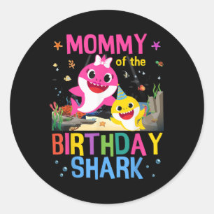 Sticker Rond Fantastique Momie De L'Anniversaire Famille Requin