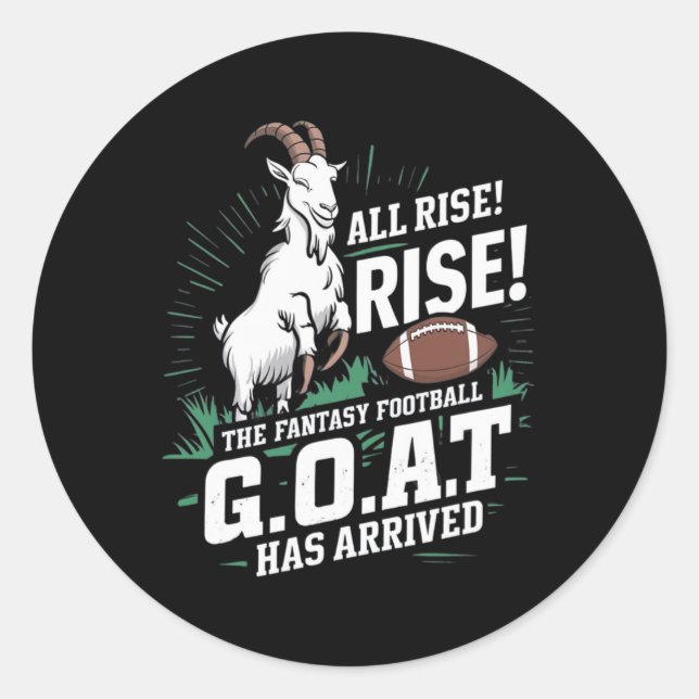 Sticker Rond Fantasy Football Goat Shirt League Champion Champ  (Devant)