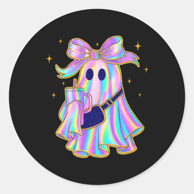 Sticker Rond Fantôme branché Coffee Coffee Tumbler Pastel Hallo (Devant)