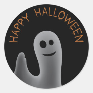 Sticker Rond Fantôme convivial (Happy Halloween)