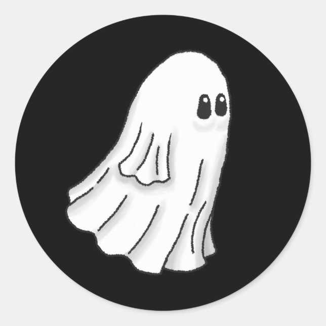 Sticker Rond Fantôme de Halloween effrayant et mignon (Devant)