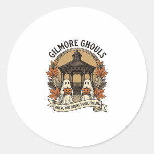 Sticker Rond Fantôme de Halloween vintage des monstres de Gilmo