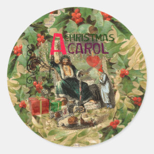 Sticker Rond Fantôme de Noël Illustration actuelle Scrooge