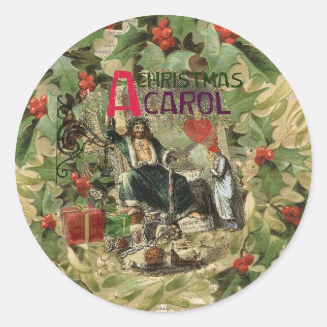 Sticker Rond Fantôme de Noël Illustration actuelle Scrooge (Devant)