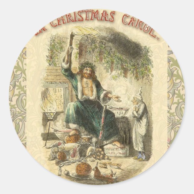 Sticker Rond Fantôme de Noël Présent Scrooge (Devant)