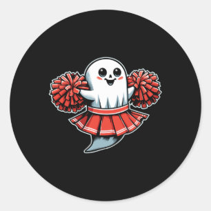 Sticker Rond Fantôme de pom-pom girl d'Halloween 