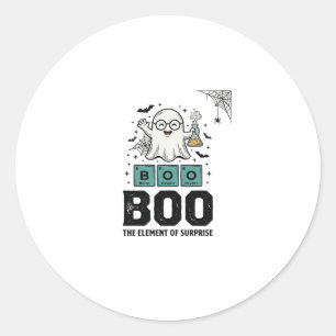 Sticker Rond Fantôme d'Halloween Boo Science Drôle Vintage_1
