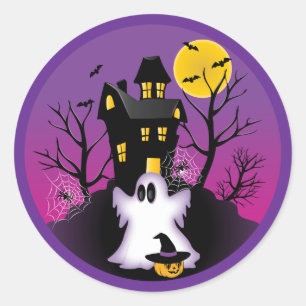 Sticker Rond Fantôme d'Halloween Éffrayant