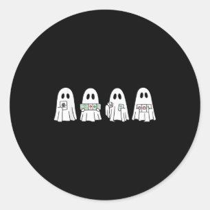 Sticker Rond Fantôme d'Halloween jouant au Mahjong Soky Season
