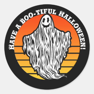 Sticker Rond Fantôme d'Halloween, un joli rétro vintage
