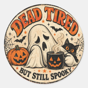 Sticker Rond Fantôme d'Halloween vintage épuisé mais toujours e