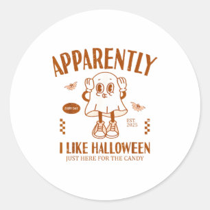 Sticker Rond Fantôme Drôle Apparemment, J'Aime Halloween