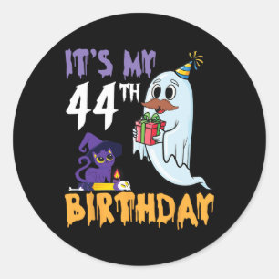 Sticker Rond Fantôme drôle C'est ma fête d'Halloween de 44e ann