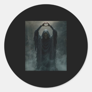 Sticker Rond Fantôme drôle coeur mains visage effrayant hallowe
