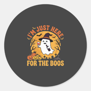 Sticker Rond Fantôme drôle d'Halloween Je suis juste là pour le
