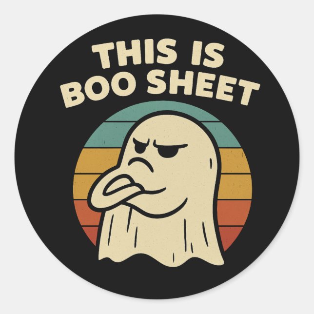 Sticker Rond Fantôme drôle "This Is Boo Sheet" Halloween rétro (Devant)