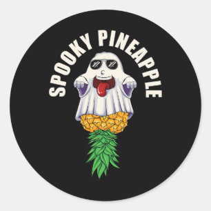 Sticker Rond Fantôme éffrayant D'Ananas Pour La Fête D'Hallowee