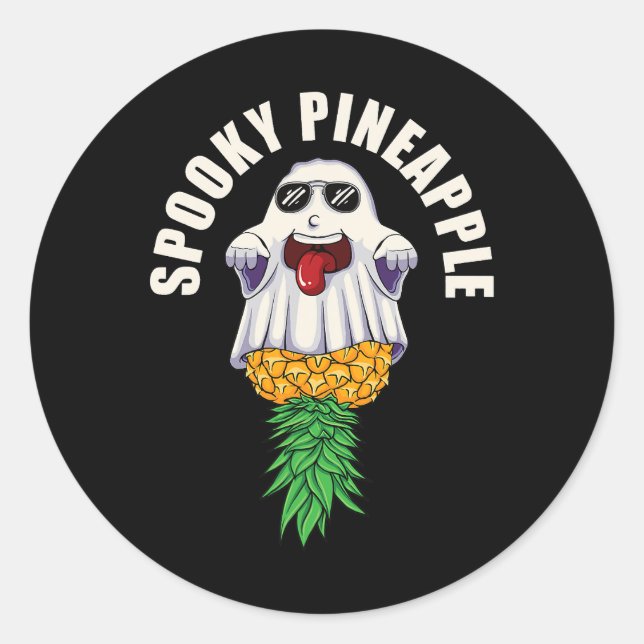 Sticker Rond Fantôme éffrayant D'Ananas Pour La Fête D'Hallowee (Devant)