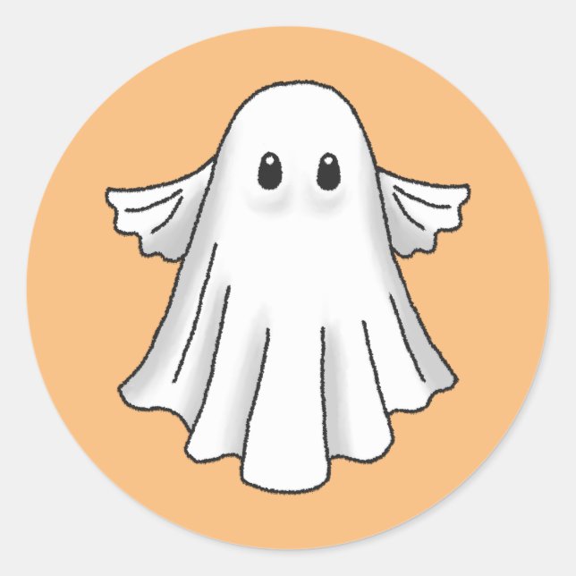 Sticker Rond Fantôme effrayant d'Halloween (Devant)