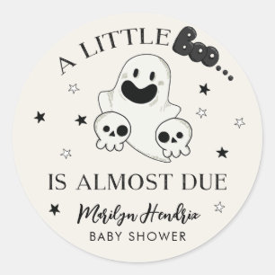 Sticker Rond Fantôme et crânes Halloween Petit Baby shower Boo