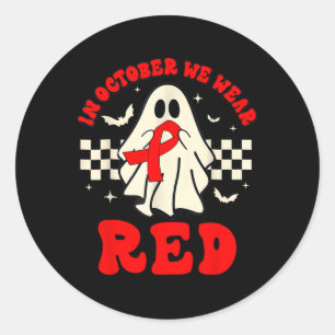 Sticker Rond Fantôme Nous Portons Chemise Rouge Pour Le Prix De