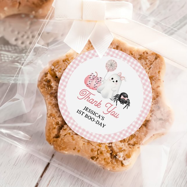 Sticker Rond Fantôme rose Halloween 1er anniversaire (Créateur téléchargé)