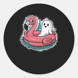 Sticker Rond Fantôme Sur Une Piscine Drôle Été Éffrayant Été Ha