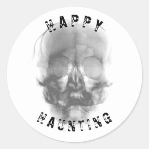 Sticker Rond Fantôme Visage Crâne Halloween Haunween Party