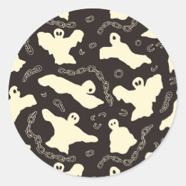 Sticker Rond Fantômes crémeux - motif d'Halloween.