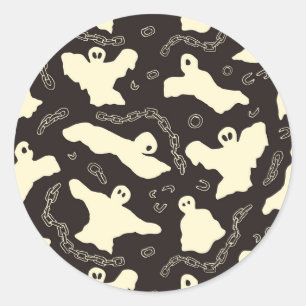 Sticker Rond Fantômes crémeux - motif d'Halloween.