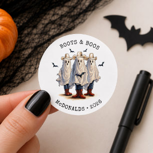 Sticker Rond Fantômes de Cow-boy Effrayants Halloween Personnal