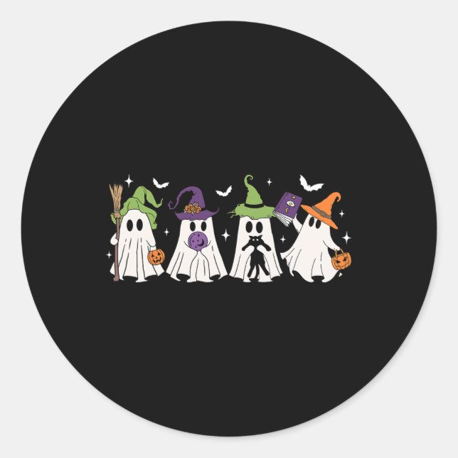 Sticker Rond Fantômes de sorcière Éffrayant Halloween Witchy Fe (Devant)