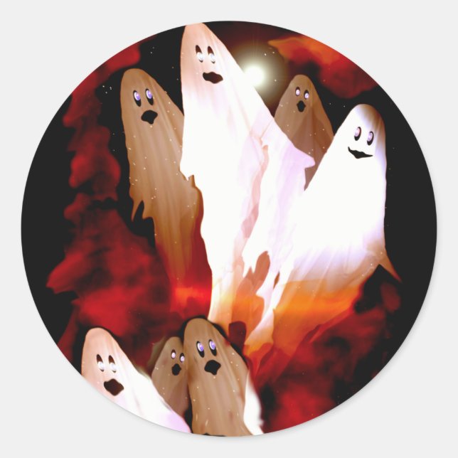 Sticker Rond Fantômes d'Halloween (Devant)