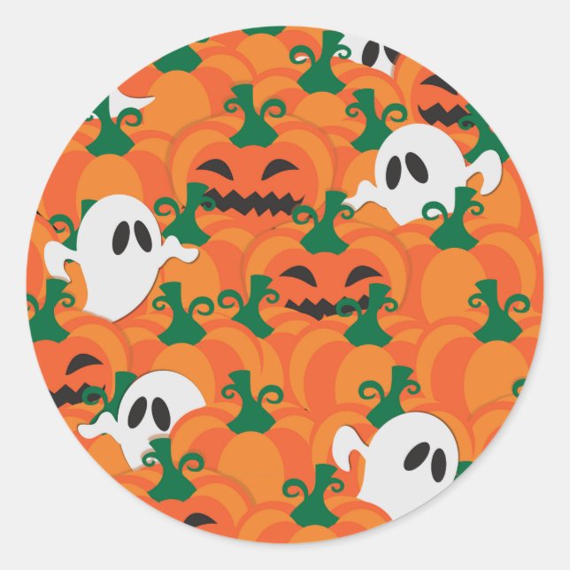 Sticker Rond Fantômes d'Halloween Patch de citrouille hantée (Devant)