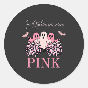 Sticker Rond Fantômes roses éffrayants - Sensibilisation au can