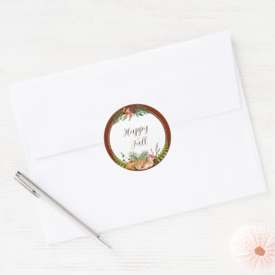 Sticker Rond Faon d'automne et nature avec texte personnalisabl
