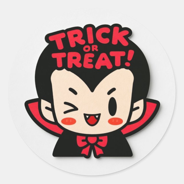 Sticker Rond Farce ou Friandise ! - Dracula (Devant)
